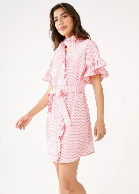 Katie Dress Salmon Tufted Cotton