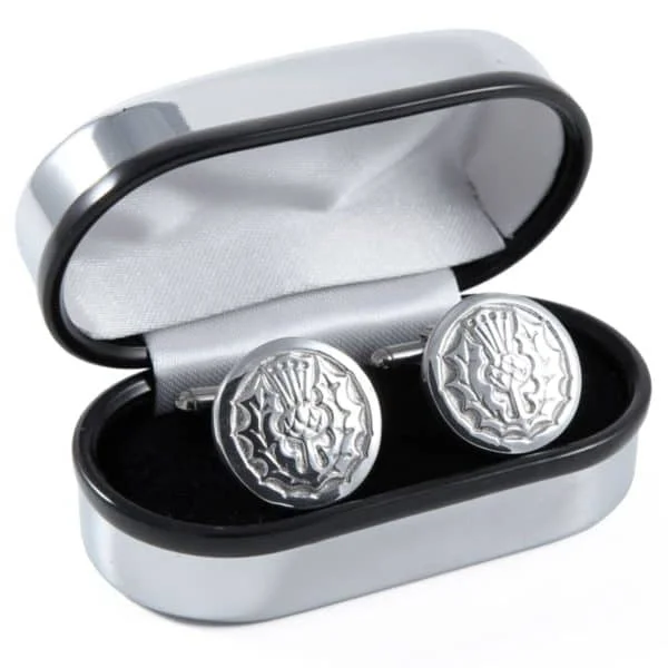 Pewter Thistle Cufflinks.