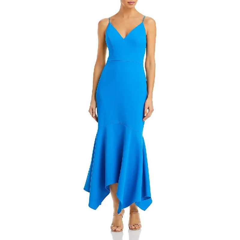 Aqua Womens Flounce Asymmetric Bodycon Dress