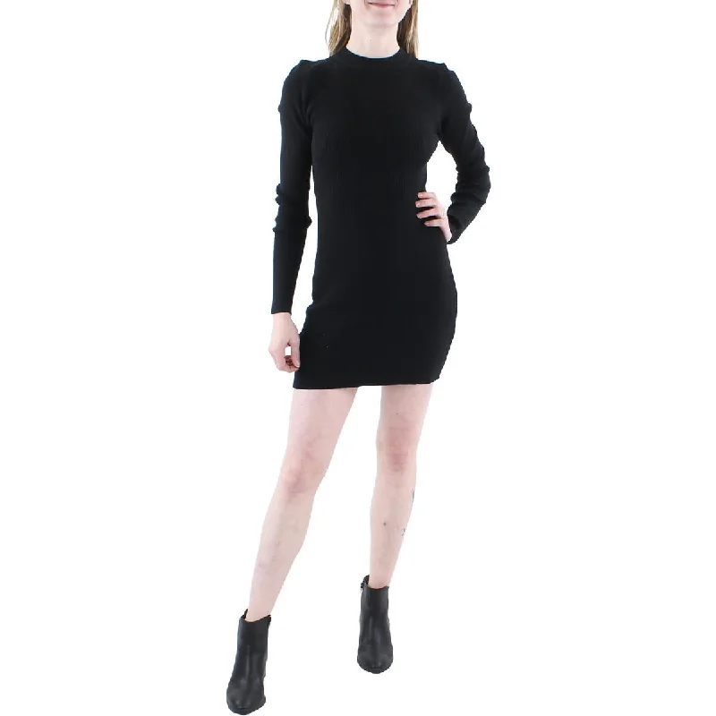 Le Lis Womens Ribbed Knit Open Back Bodycon Dress