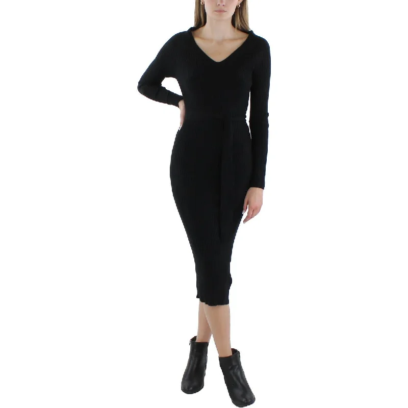 MNG Womens Midi Ribbed Bodycon Dress