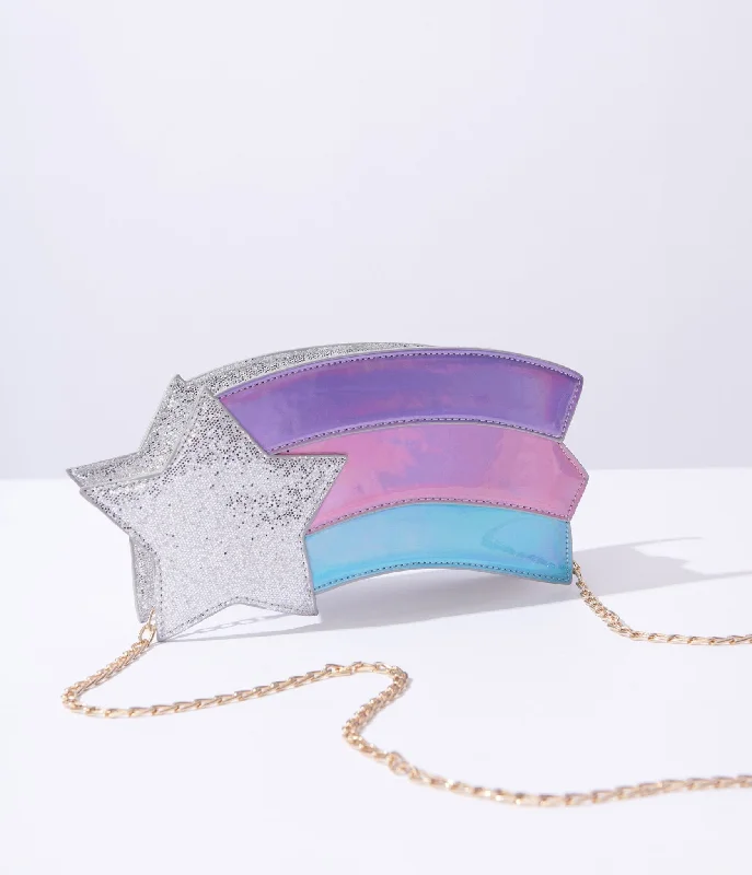 Metallic Rainbow & Silver Shooting Star Bag